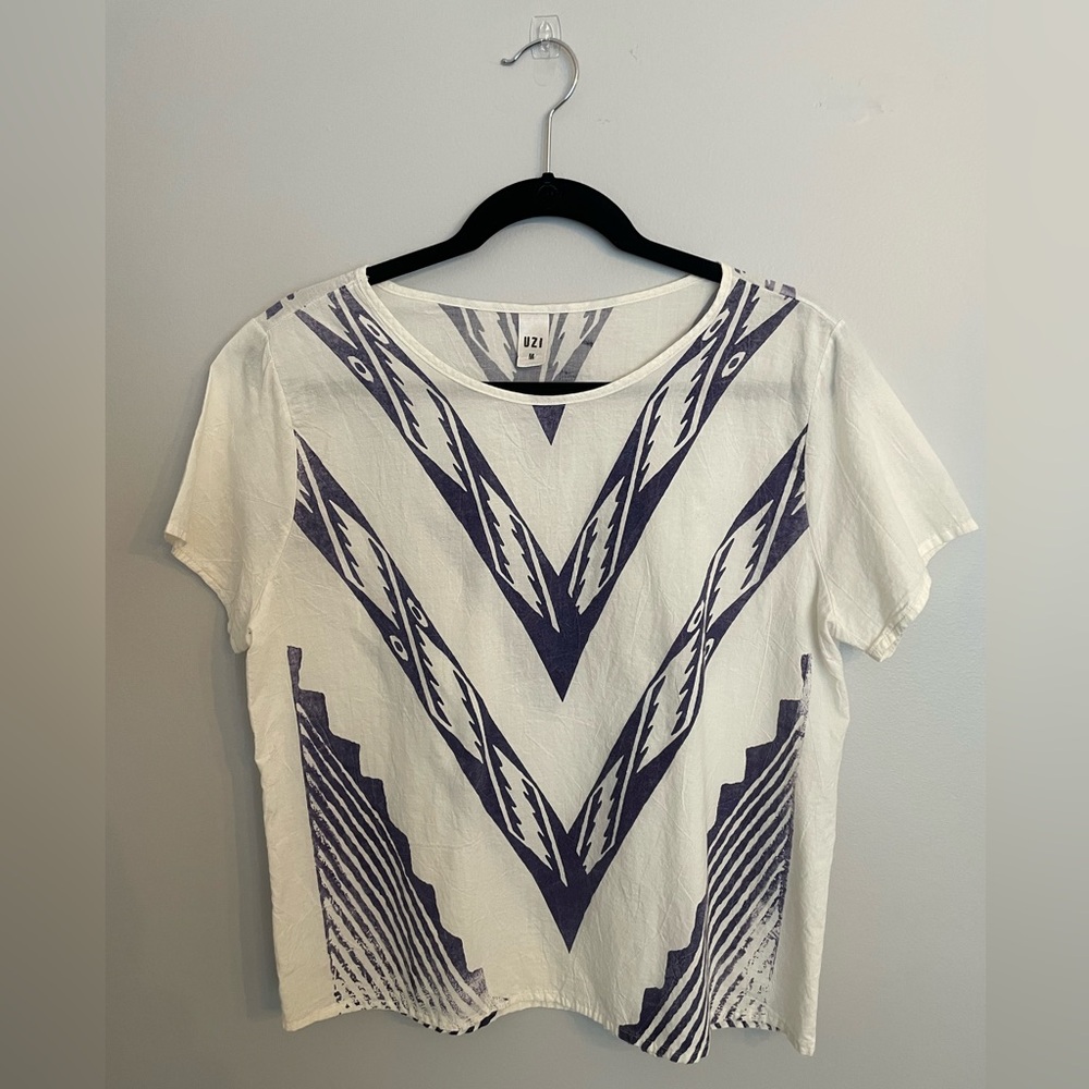 UZI White and Blue Chevron Tee